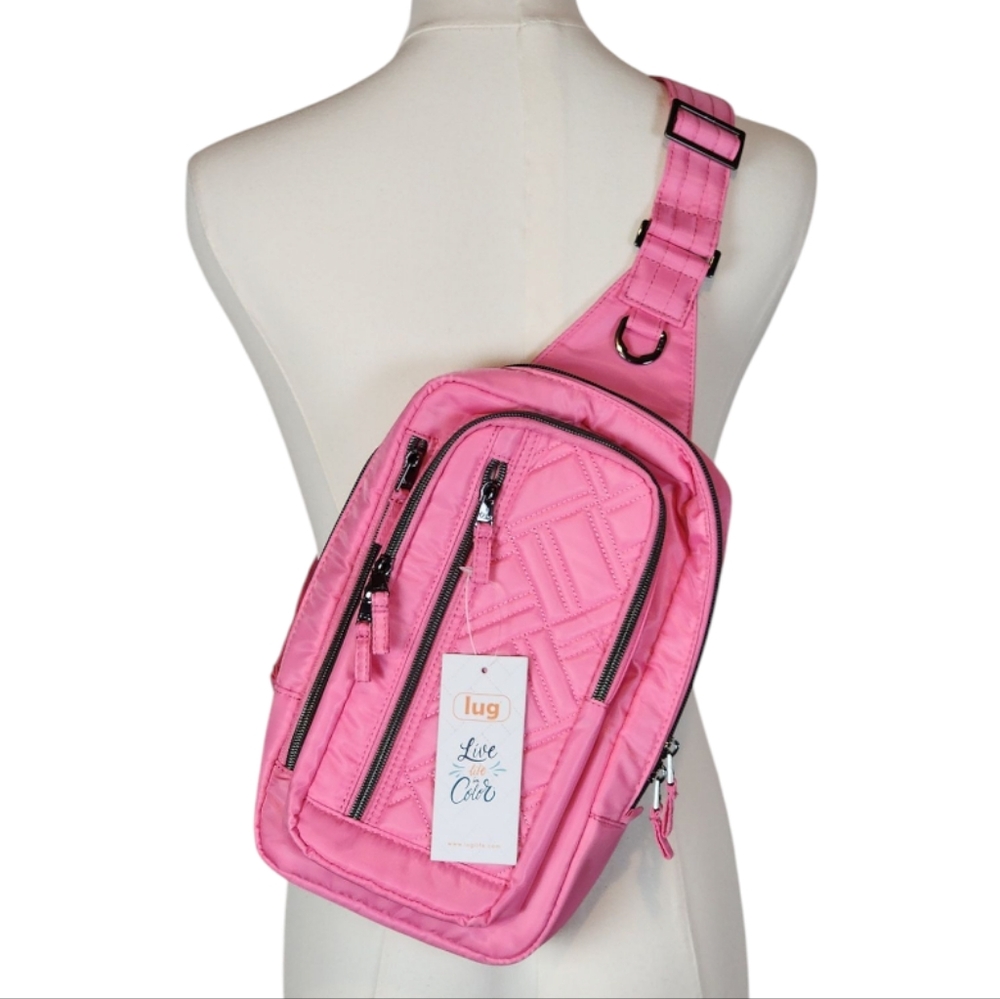 NWOT, not used but no tag, Lug Tailback Sling Bag Satin Luxe Hot Pink Crossbody